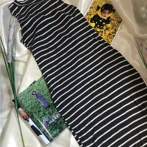 Heart & Hips Black and White Striped Midi Dress